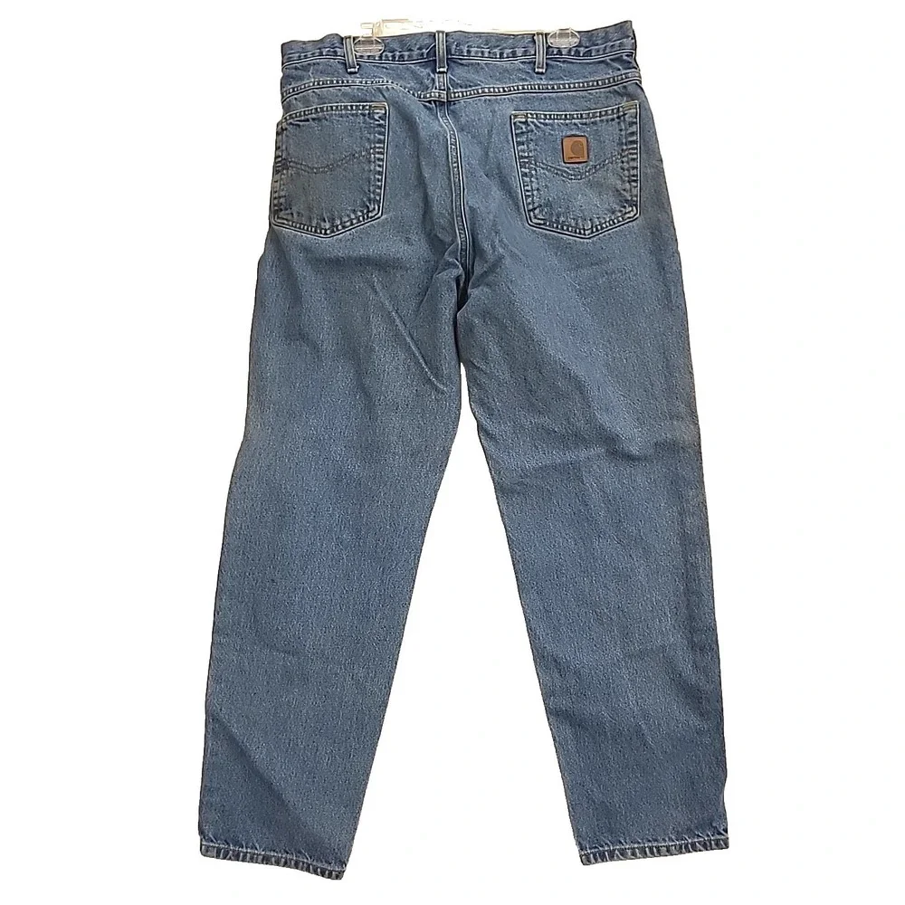 Mens Carhartt Jeans 38x32 Relaxed Fit High Rise Blue Bootcut